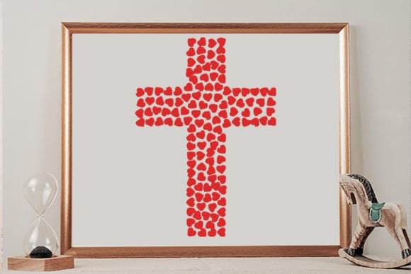 Christian Cross Made of Hearts and Religion Amp