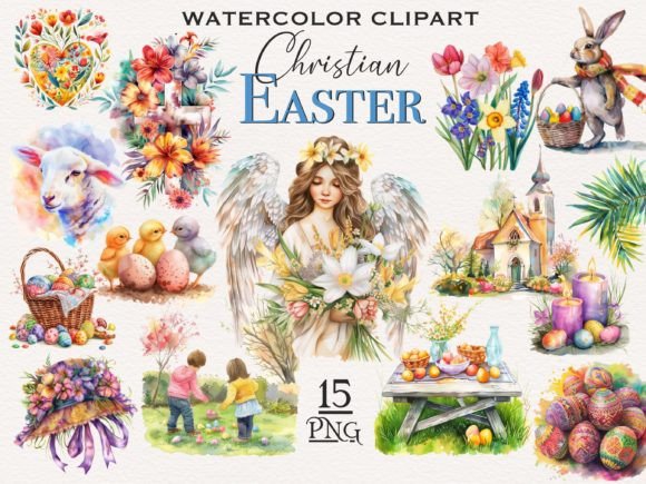 Christian Easter Png Bundle & Illustrations