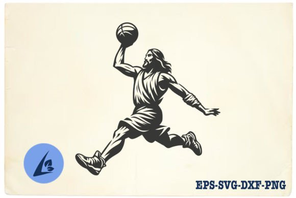 Funny Jesus Basketball SVG Clipart 02 and Illustrations
