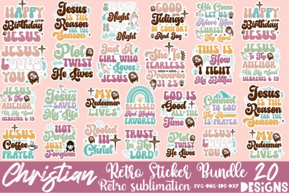 Retro Christian Sticker SVG Bundle Vol 2 & Crafts